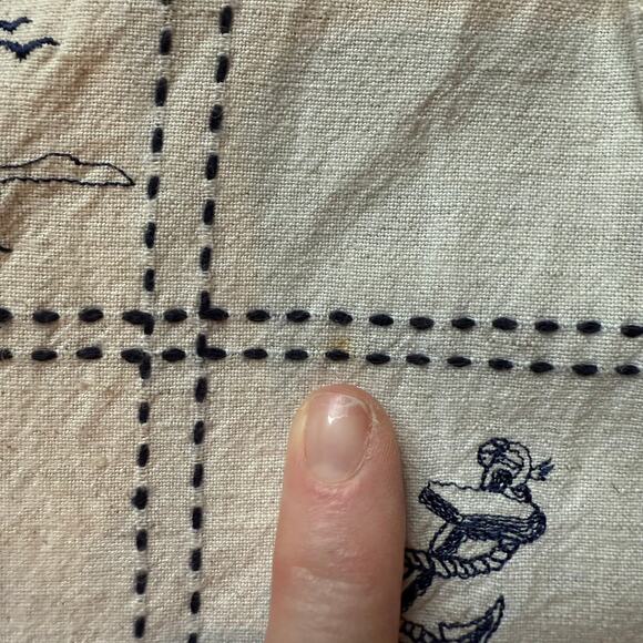 Embroidered Coastal Linen Blend Shirt Lemon Grass Petite Medium PM - Picture 9 of 10